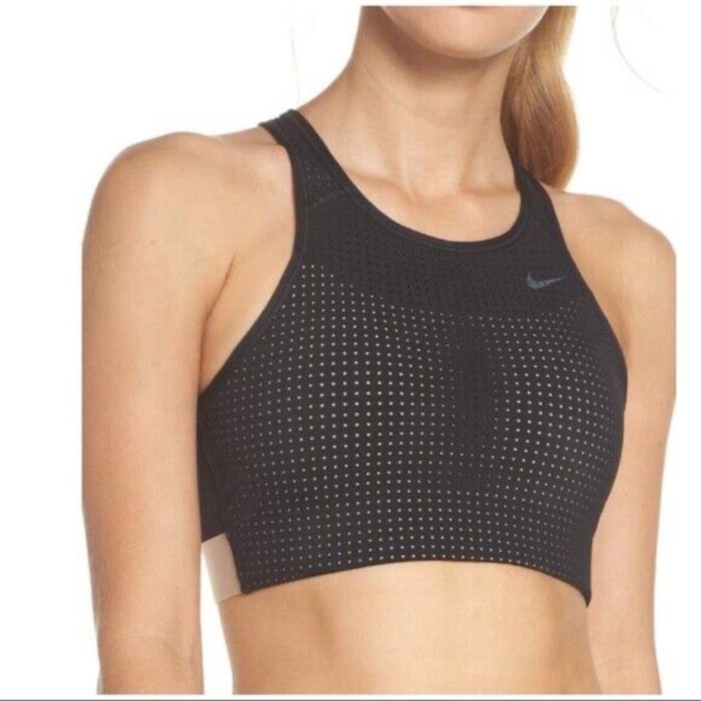 Nike Women's Black/Sand Perforated Sports Bra CLASSIC CROSS SUPPORT Sz.M